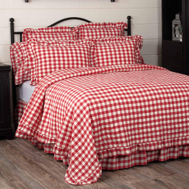 Annie Buffalo Red Check Ruffled Quilt Coverlet VHC Brands - The Fox Decor